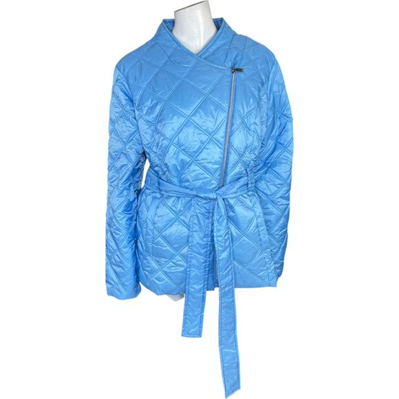 Susan Graver Lightly Padded Quilted Moto Jacket Bell Blue X-Large Winter Quilted - Picture 1 of 15